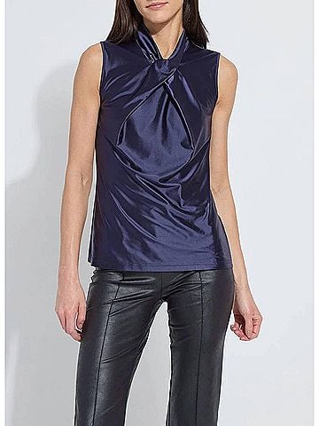 Lyssé Branca Halter Draped Top in Indigo Shade (view 2)