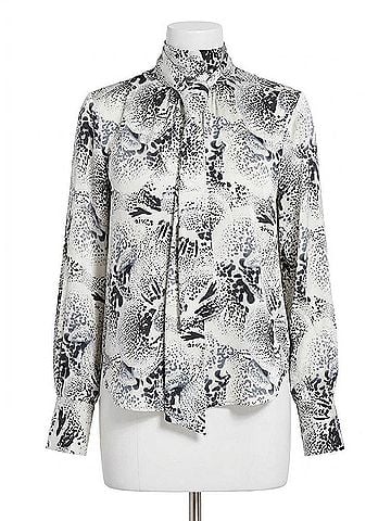 Lyssé Onyx Embellished Scarf Neck Blouse in Winter Orchid (view 1)