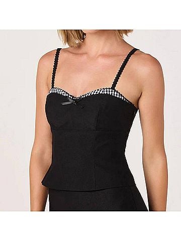 Astr Amalie Sweetheart Bustier Top in Black (view 2)
