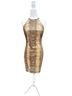 Cache 100% Polyester 5% Spandex Snake Print Gold Brown Cocktail Dress Size 4 - photo 1