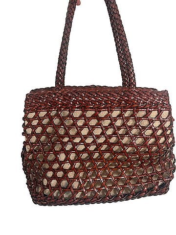 Anthropologie woven leather market bag with a cloth insert Leather Tote (view 1)
