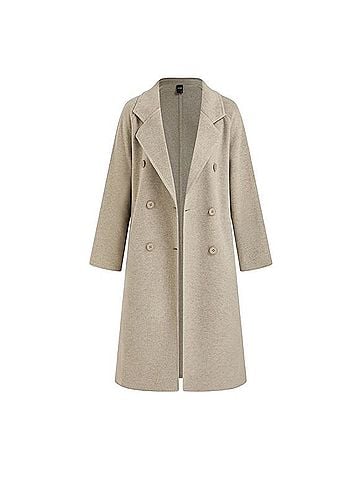 Cider WOOL-LOOK NOTCHED COLLAR DOUBLE BREASTED LONG PREPPY COAT Coat (view 2)
