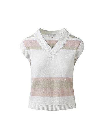 Kinross Stripe Sleeveless Vee Sleeveless Top (view 1)