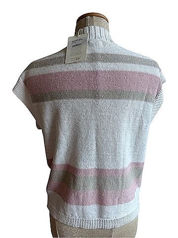 Kinross Stripe Sleeveless Vee Sleeveless Top (view 2)