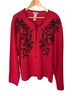 Tiara Solid Red Black Cardigan Size XL - photo 1