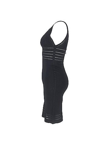 Herve Leger Herve Leger V-Neck Bandage Midi Dress in Black Rayon (view 2)