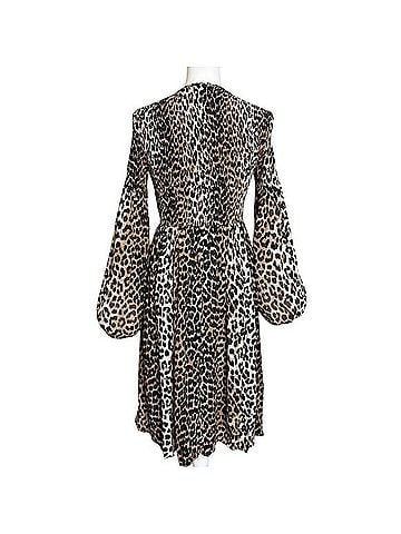 Ganni Leopard Printed Georgette Dress Casual Dress (view 2)