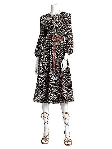 Ganni Leopard Printed Georgette Dress Casual Dress (view 1)