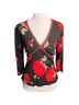 Fashion Bug Floral Black Red Long Sleeve Blouse Size S - photo 1