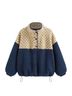 Cider FLEECE STAND COLLAR TWO TONE PATCHY DRAWSTRING OVERSIZED SWEATSHIRT Jacket - photo 1