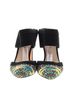Via Spiga 100% Suede Black Teal Yellow Heels Size 8 - photo 3