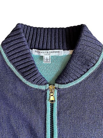 Fairway & Greene Navy Blue Full Zip Cotton Golf Zip Up Hoodie (view 2)