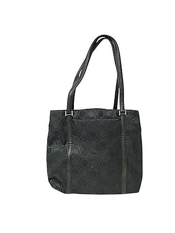 Salvatore Ferragamo Salvatore Ferragamo Gancini Trifoglio Bucket Bag BA-21 1261 Black Nylon x Leather Women's Tote (view 1)