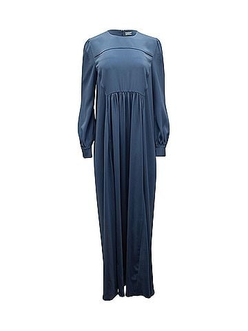 CO Co Long Sleeve Maxi Dress in Blue Triacetate (view 1)