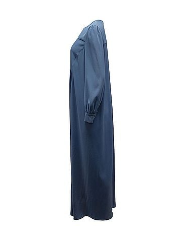 CO Co Long Sleeve Maxi Dress in Blue Triacetate (view 2)