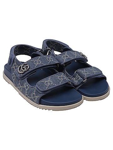 Gucci Gucci Moritz GG Slingback Denim Sandals in Blue Cotton (view 2)