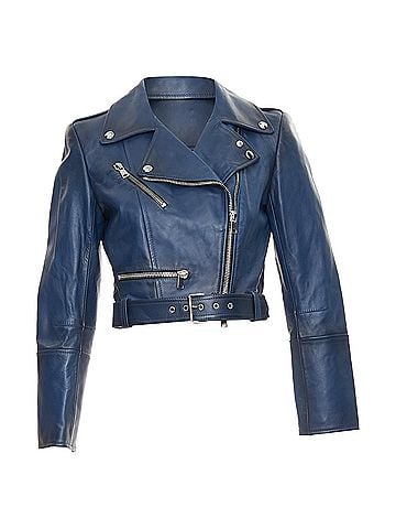Alexander McQueen Alexander McQueen asymmetric leather cropped biker jacket (view 1)