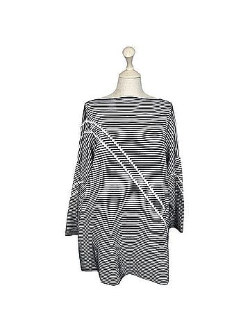 Lafayette 148 New York Striped Illusion Lagenlook Sweater Pullover Sweater (view 1)