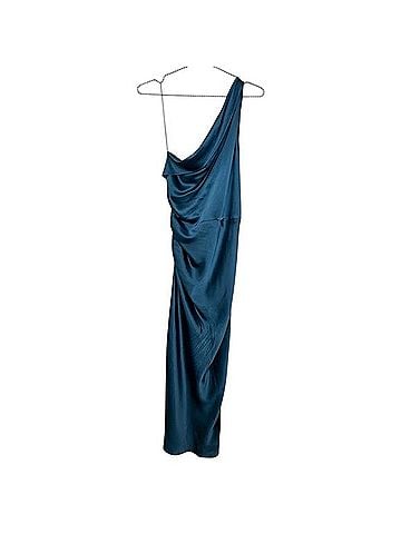 Michelle Mason Silk Asymmetrical Gathered One Shoulder Maxi Gown Casual Dress (view 2)