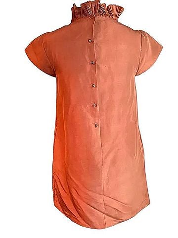 Manoush Ruffle Neck Copper Silk Dress Cocktail Dress (view 2)