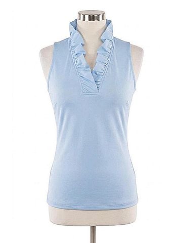 Gretchen Scott Designs Ruff Neck Sleeveless Jersey Top in Periwinkle (view 1)