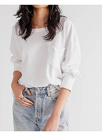 Free People Fade Into You Tee in Ivory (view 2)