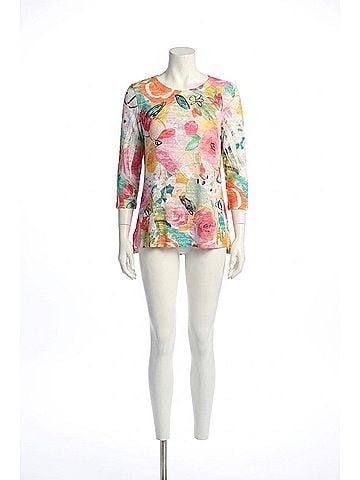 Jess & Jane Sangria Burnout High Low Top in Abstract Print (view 1)