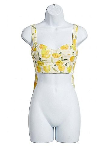 Astr Myria Crop Top in Lemon Print (view 1)
