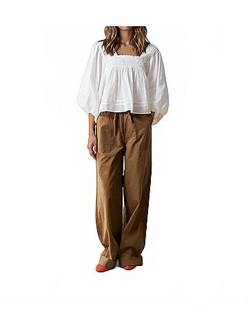 FRNCH Gianna Puff Sleeve Blouse in Cream (view 2)