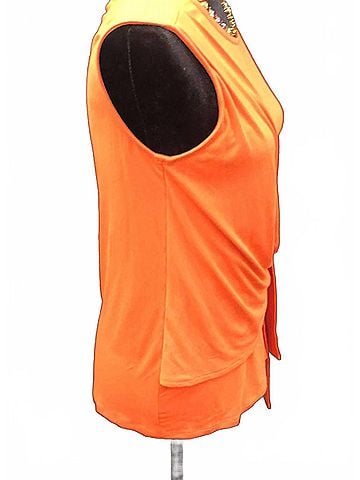 Karen Kane Women's Margot Side Drape Top in Mango Orange (view 2)