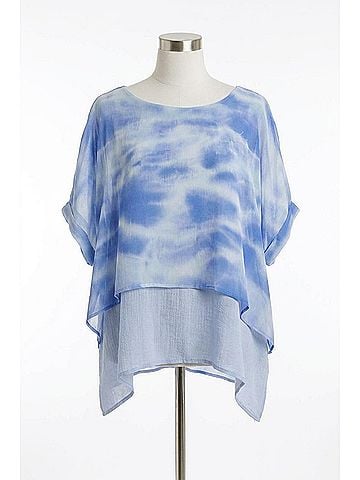 Umgee Tie Dye Layered Top in Blue (view 1)