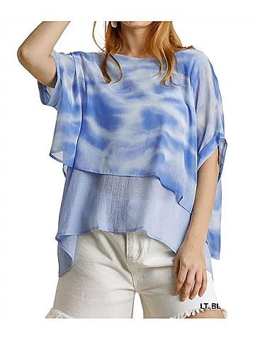 Umgee Tie Dye Layered Top in Blue (view 2)