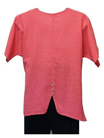 Jess & Jane Women California Cotton Brisa Top in Coral (view 2)