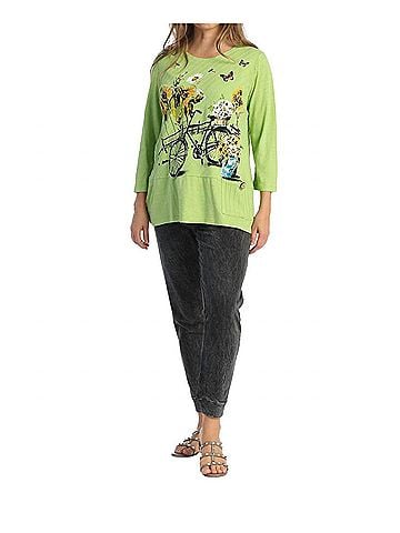 Jess & Jane Merrylane Wide Rib Tunic in Lime (view 2)
