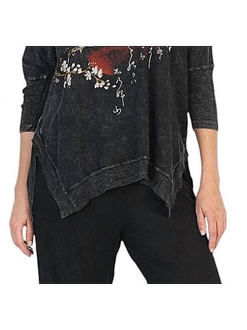 Jess & Jane Mineral Washed Cotton Dolman Sleeve Top in Thousand Miles (view 2)