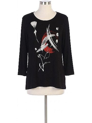 Jess & Jane Asiana Modal Floral Print Top in Black (view 1)