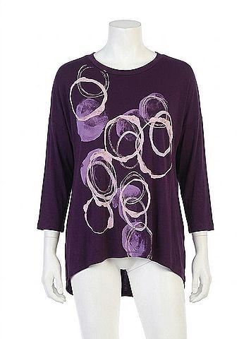 Jess & Jane Echoes Modal Tunic Top in Eggplant (view 1)