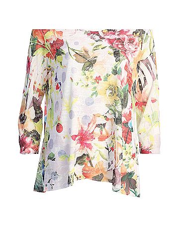 Jess & Jane Women's Florence Burnout Mesh Contrast Top in Multi (view 2)