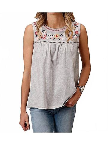 Roper Women's Studio West Top in Grey (view 2)