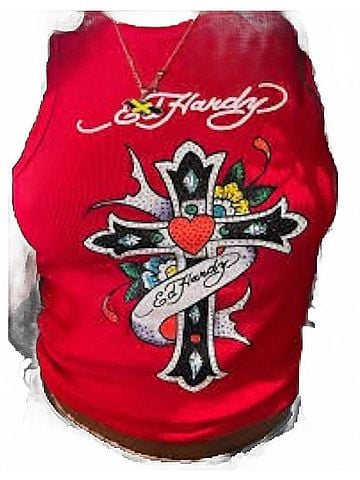 Ed Hardy Women's Cross Rhinestone Tank Top in Cherry (view 2)