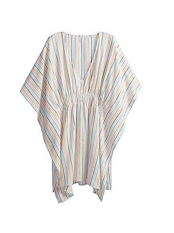Shiraleah Jessica Lightweight Pin Stripe Swimsuit Cover Up in White Multicolor (view 1)