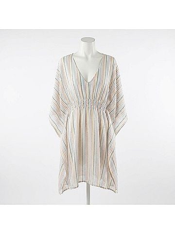 Shiraleah Jessica Lightweight Pin Stripe Swimsuit Cover Up in White Multicolor (view 2)
