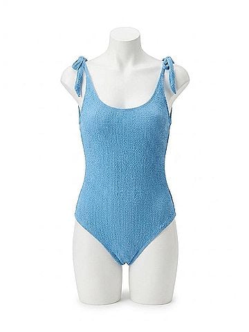 Hatch The Isola One Piece Maternity Swimsuit in Blue Mini Gingham (view 1)
