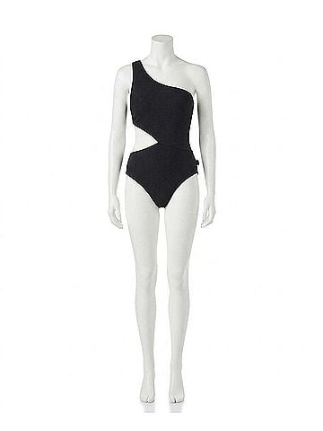 Michael Kors One Shoulder Side Cutout Swimsuit in Black (view 1)