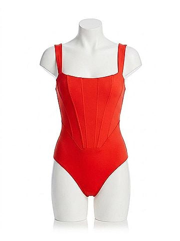STAUD Women's Adelaide One Piece Swimsuit in Flame (view 1)