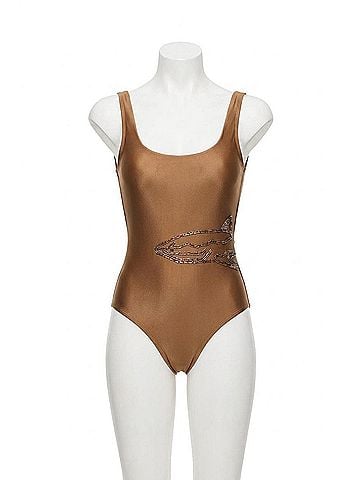 STAUD Lea One Piece Swimsuit in Bronze (view 1)
