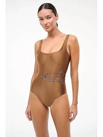STAUD Lea One Piece Swimsuit in Bronze (view 2)