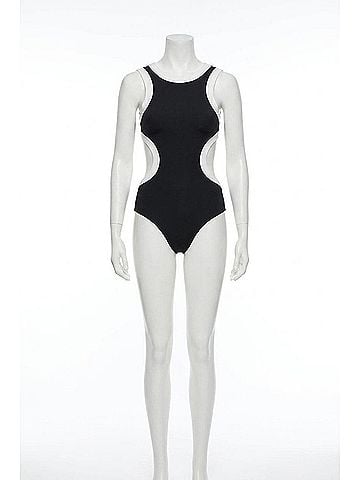 STAUD Dolce One Piece Swimsuit in Black/White (view 1)