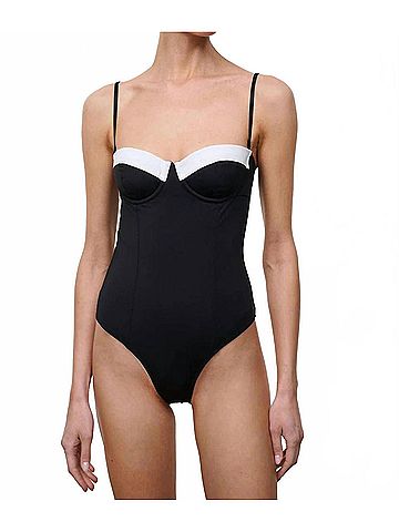 STAUD Maeve One Piece Swimsuit in Black/White (view 2)