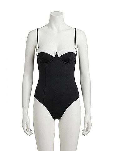 STAUD Maeve One Piece Swimsuit in Black/White (view 1)